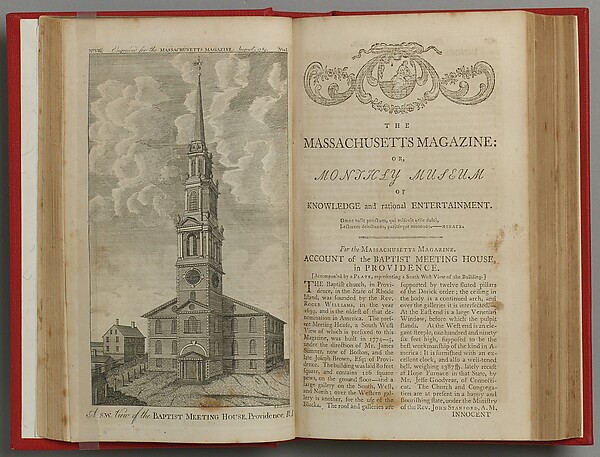 The Massachusetts Magazine, or, Monthly Museum of Knowledge and Rational Entertainment